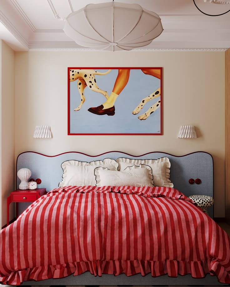 Pastel blue scalloped headboard
