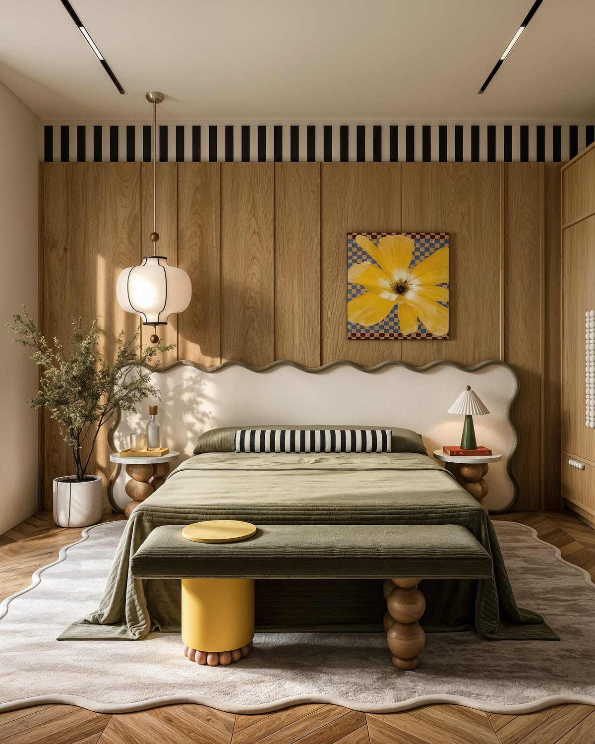 Modern wave headboard